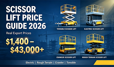 Scissor lift price guide 2026 showing electric, rough terrain, crawler and towable scissor lift prices